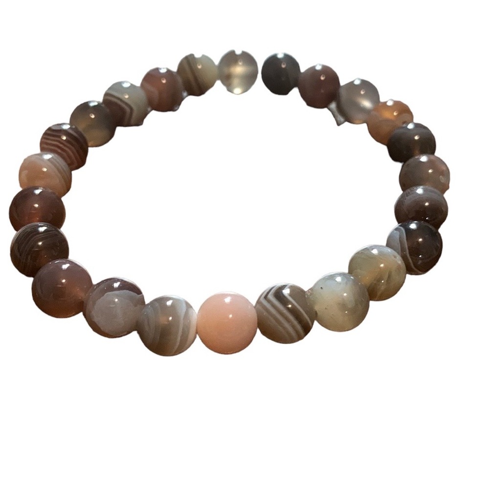 Banded Pink Botswana Agate 8mm Stretchy Bracelet